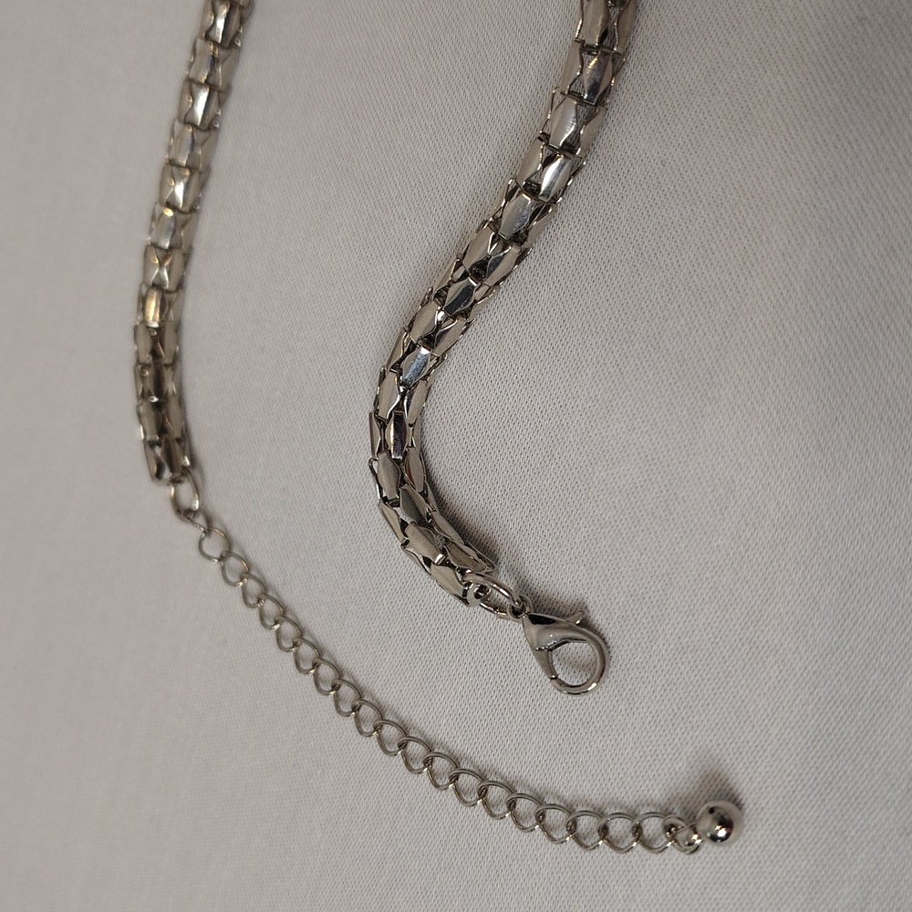 Silvertone And Multicolor Rhinestone Necklace - image 5